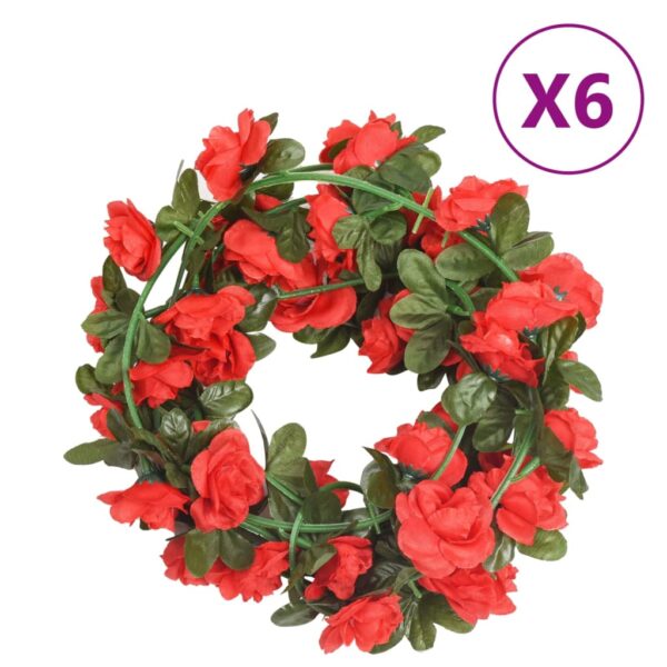Provira Kerstslingers met bloemen 6 st 240 cm rood