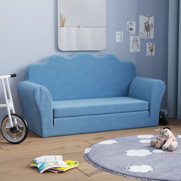 Provira Kinderslaapbank 2-zits zacht pluche blauw