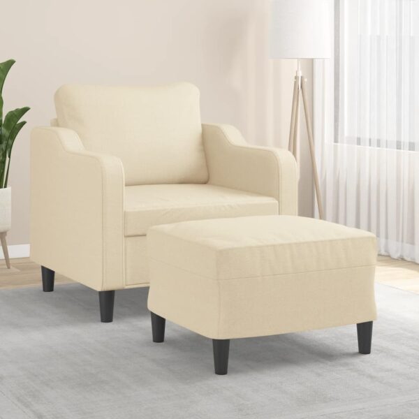 Provira Fauteuil met voetenbank 60 cm stof crèmekleurig