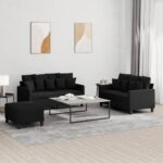 Provira 3-delige loungeset met kussens stof zwart