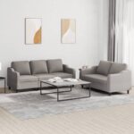 Provira 2-delige Loungeset met kussens stof taupe