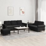 Provira 3-delige Loungeset met kussens fluweel zwart