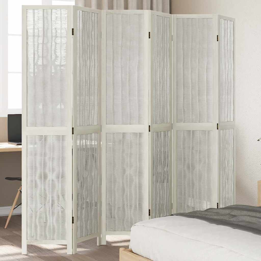 8721012073791_m_en_hd_1 Provira Kamerscherm met 6 panelen massief paulowniahout wit - Image 1