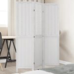 Provira Kamerscherm met 3 panelen massief paulowniahout wit