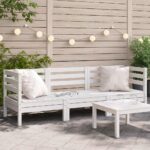 Provira Tuinbank 3-zits massief grenenhout wit