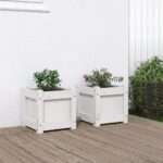 Provira Plantenbakken 2 st cm massief grenenhout wit