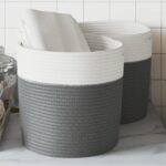 Provira Opbergmanden 2 st Ø 28x28 cm katoen grijs en wit