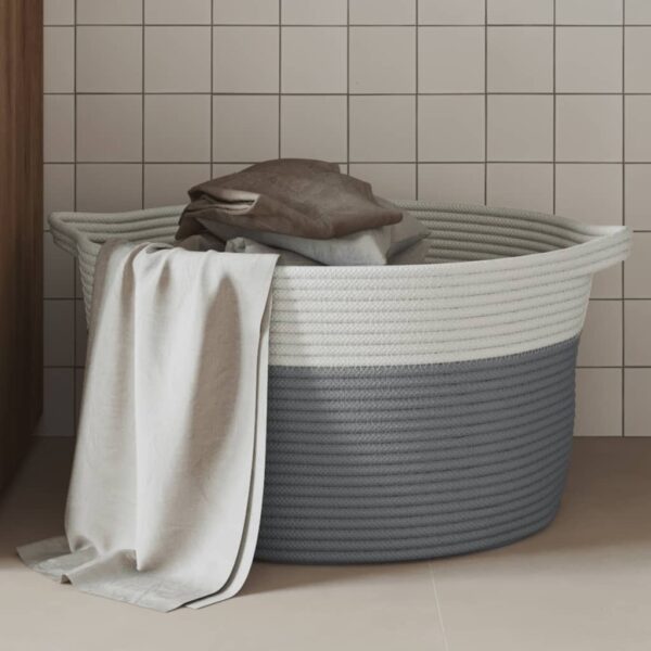 Provira Opbergmand Ø 40x25 cm katoen grijs en wit