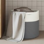 Provira Opbergmand Ø 40x35 cm katoen grijs en wit