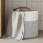 Provira Opbergmand Ø 40x35 cm katoen grijs en wit