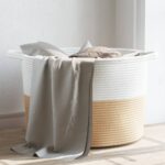 Provira Wasmand Ø 55x36 cm katoen beige en wit