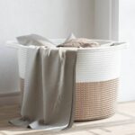 Provira Wasmand Ø 55x36 cm katoen bruin en wit