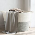 Provira Wasmand Ø 60x36 cm katoen grijs en wit