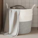 Provira Opbergmand Ø 43x38 cm katoen grijs en wit