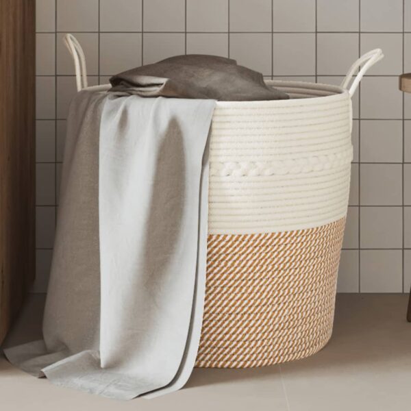 Provira Opbergmand Ø 43x38 cm katoen bruin en wit