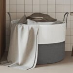 Provira Opbergmand Ø 51x33 cm katoen grijs en wit