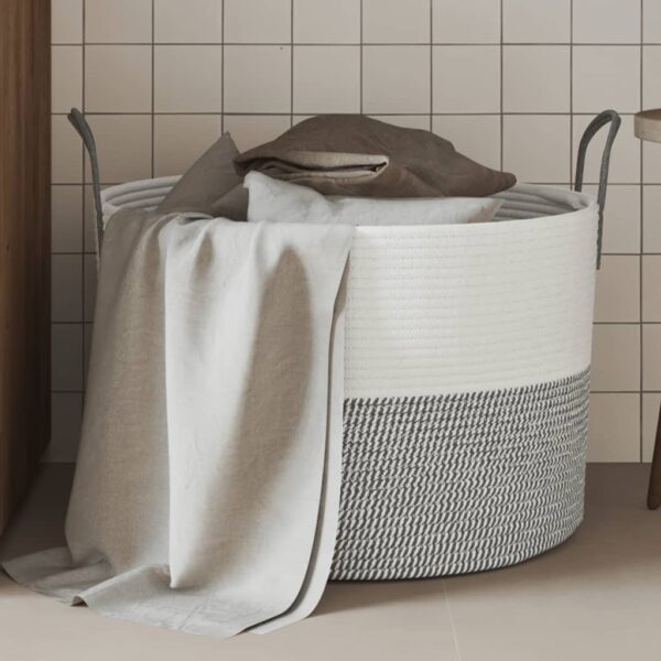 Provira Opbergmand Ø 51x33 cm katoen grijs en wit