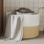 Provira Opbergmand Ø 51x33 cm katoen beige en wit