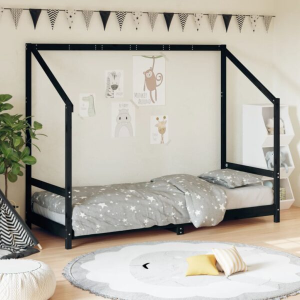Provira Kinderbedframe 80x200 cm massief grenenhout zwart