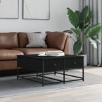 Provira Salontafel 80x80x40 cm bewerkt hout zwart