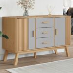 Provira Dressoir OLDEN 114x43x73,5 cm massief grenenhout grijs en bruin
