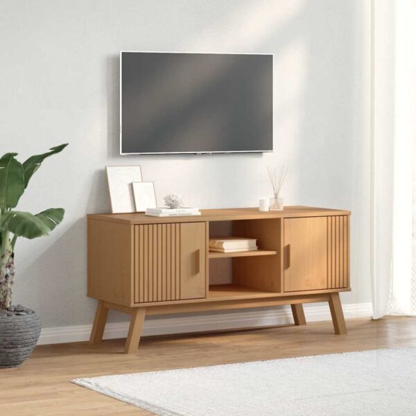 Provira Tv-meubel OLDEN 114x43x57 cm massief grenenhout bruin