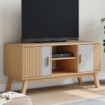 Provira Tv-meubel OLDEN 114x43x57 cm grenenhout grijs en bruin