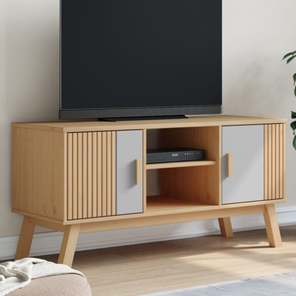 Provira Tv-meubel OLDEN 114x43x57 cm grenenhout grijs en bruin