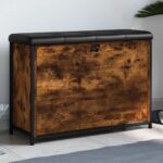 Provira Schoenenbankje met klaplade 82x32x56 cm gerookt eikenkleurig