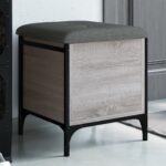Provira Opbergbankje 42x42x45 cm bewerkt hout grijs sonoma eikenkleurig