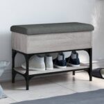 Provira Schoenenbank 62x32x45 cm bewerkt hout grijs sonoma eikenkleurig