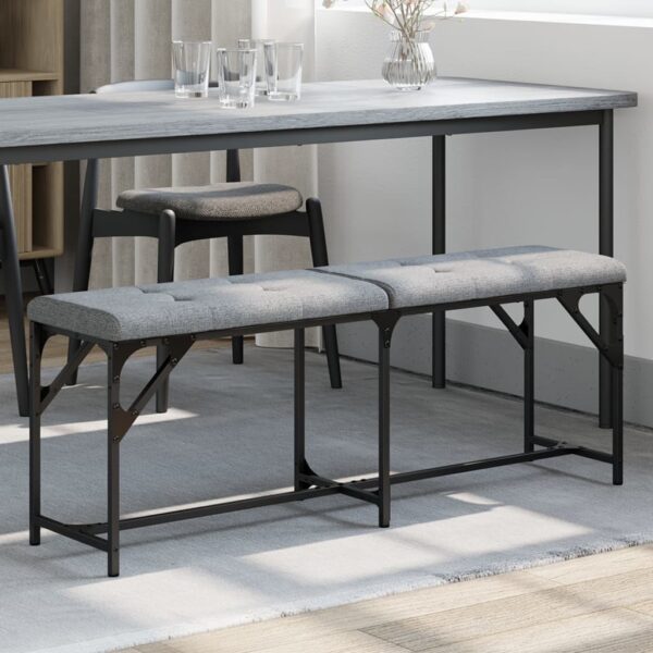 Provira Eetkamerbank 124x32x45 cm staal en stof lichtgrijs
