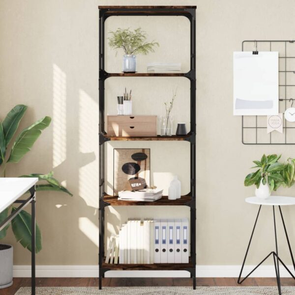 Provira Boekenkast 5-laags 59x35x171 cm bewerkt hout gerookt eikenkleur
