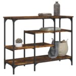 Provira Wandtafel met schappen 100x35x75 cm gerookt eikenkleurig