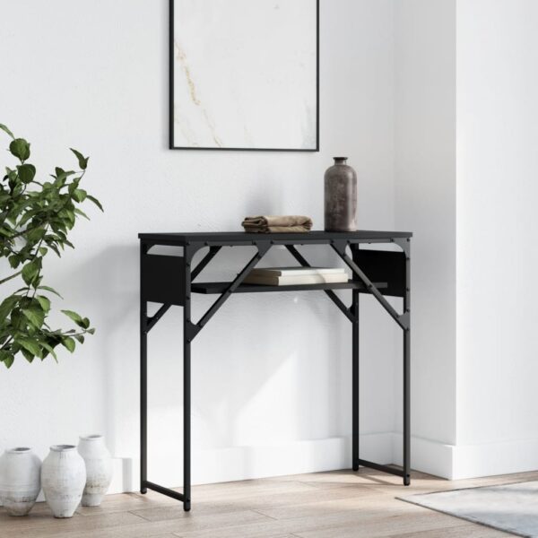 Provira Wandtafel met schap 75x30x75 cm bewerkt hout zwart
