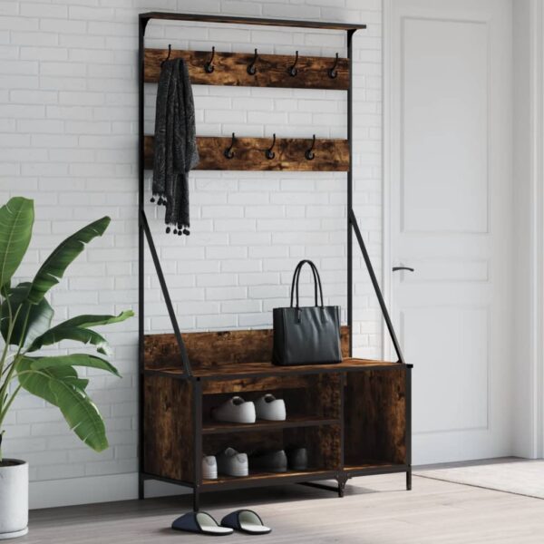 Provira Kledingrek met schoenenrek 100x41x184 cm gerookt eikenkleurig