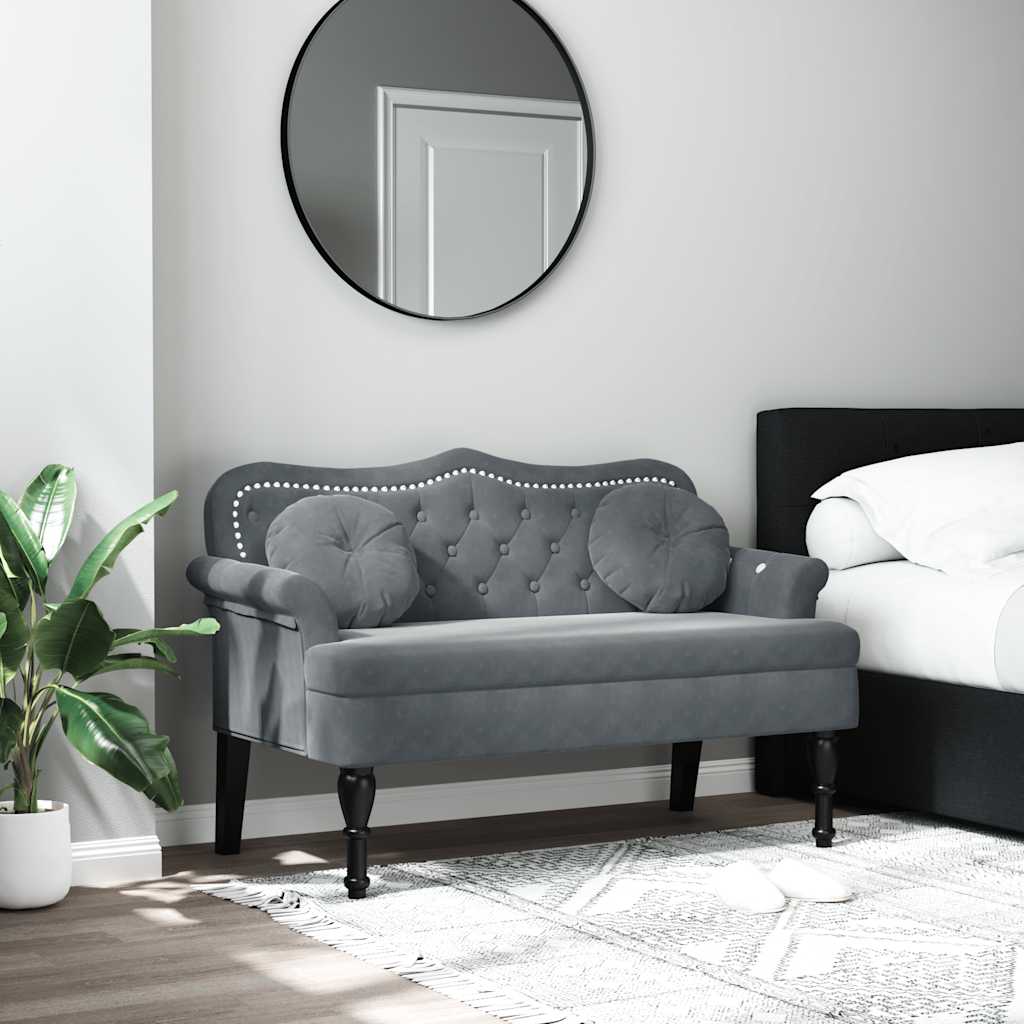 8721012198463_m_en_hd_1 Provira Bankje met kussens 120,5x65x75 cm fluweel donkergrijs - Image 1