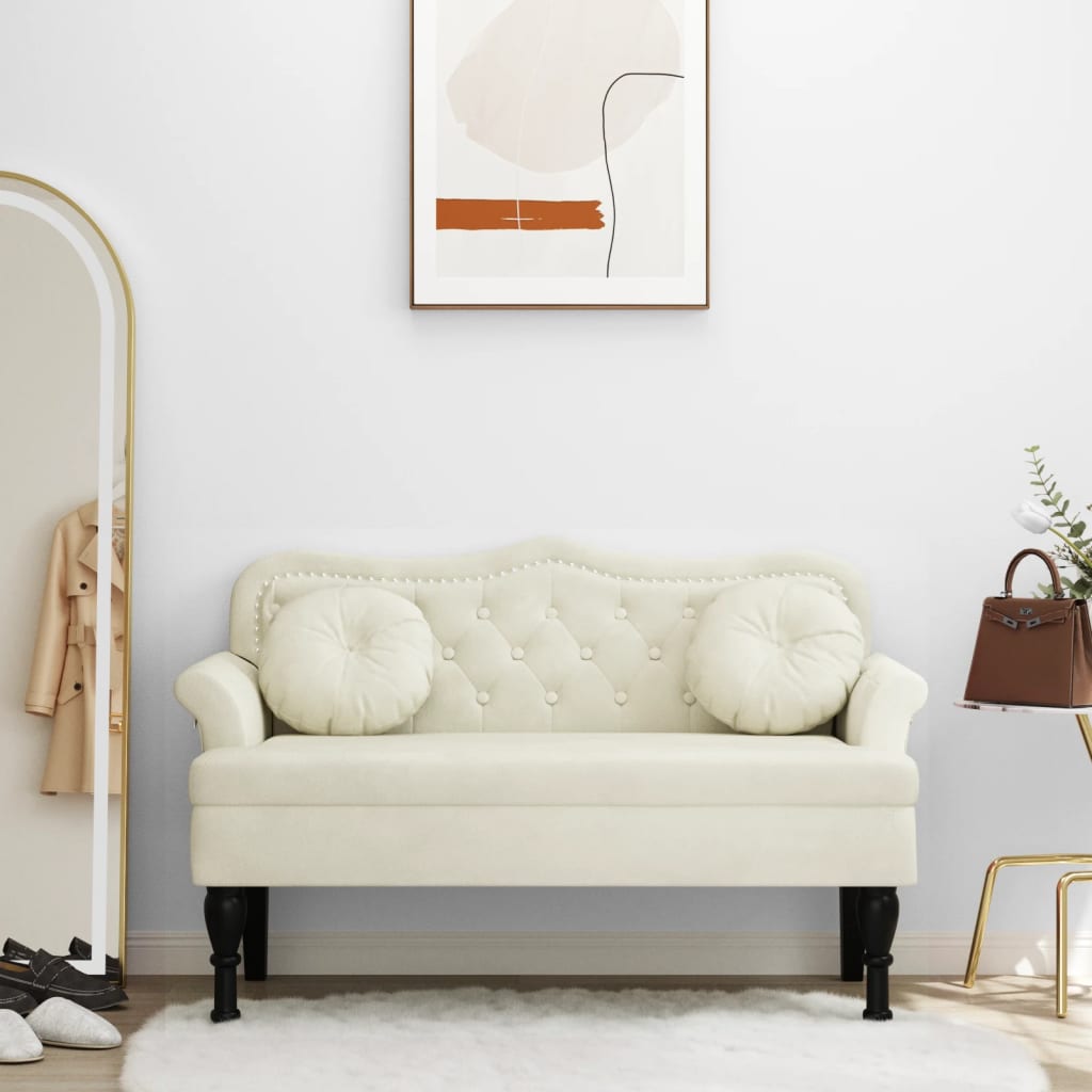 8721012198524_m_en_hd_1 Provira Bankje met kussens 120,5x65x75 cm fluweel crèmekleurig - Image 1