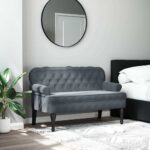 Provira Bankje met rugleuning 119,5x64,5x75 cm fluweel donkergrijs