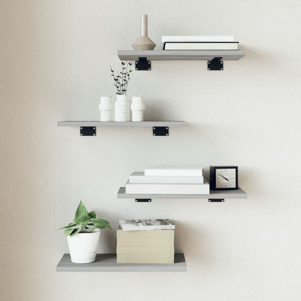 8721012209121_m_en_hd_1 Provira Wandschappen 4 st 40x20x1,5 cm bewerkt hout grijs sonoma eiken - Image 1