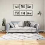 Provira Vloerkleed PAMPLONA shaggy hoogpolig 160x160 cm crème en zwart