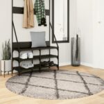 Provira Vloerkleed PAMPLONA shaggy hoogpolig Ø 160 cm beige antraciet