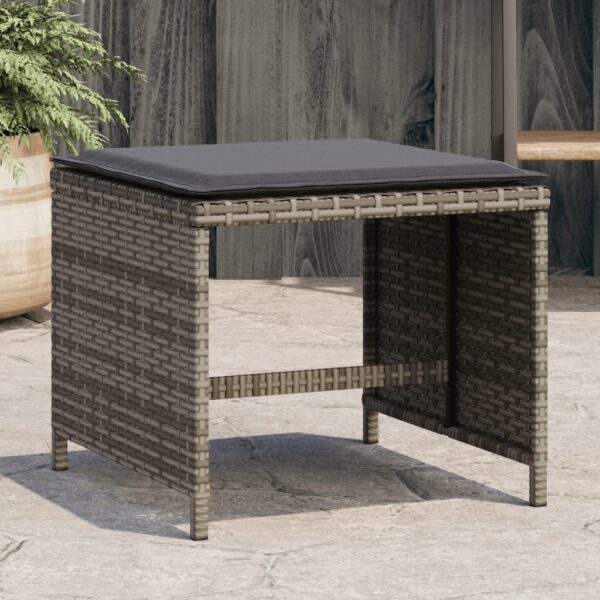 Provira Tuinkrukken 4 st met kussens 41x41x36 cm poly rattan grijs