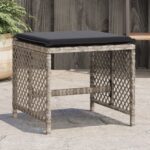 Provira Tuinkrukken 4 st met kussens 41x41x36 cm poly rattan lichtgrijs