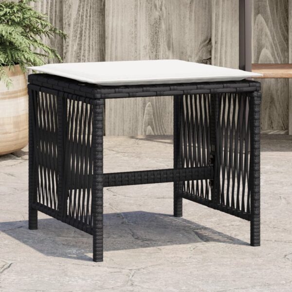 Provira Tuinkrukken 4 st met kussens 41x41x36 cm poly rattan zwart