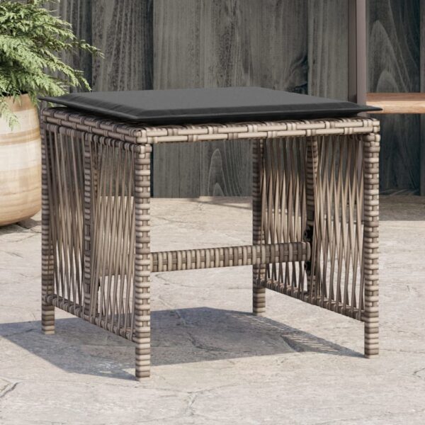 Provira Tuinkrukken 4 st met kussens 41x41x36 cm poly rattan grijs