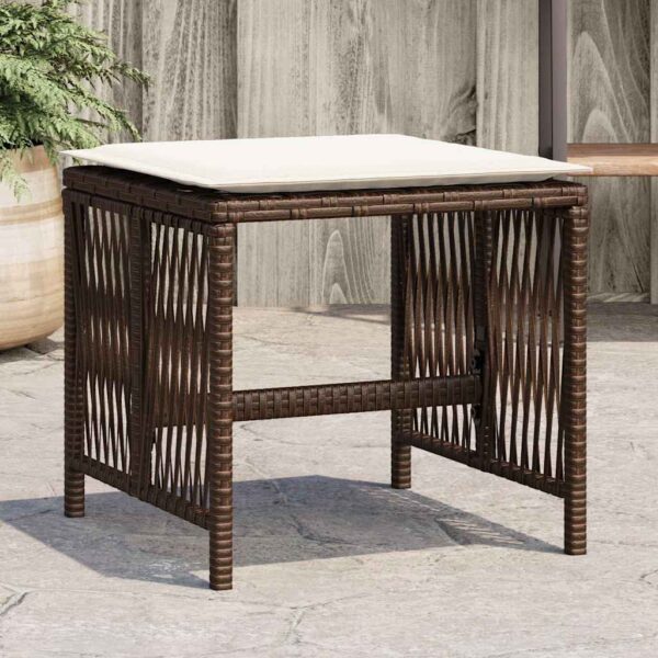 Provira Tuinkrukken 4 st met kussens 41x41x36 cm poly rattan bruin