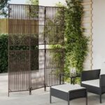 Provira Kamerscherm 3 panelen poly rattan bruin