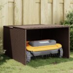 Provira Garage voor robotmaaier 86x90x52/57 cm poly rattan bruin