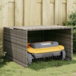 Provira Garage voor robotmaaier 86x90x52/57 cm poly rattan grijs